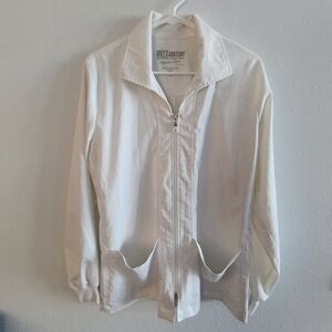 Grey’s Anatomy Signature Series White Scrub Jacket Zip Front Nurse Large
